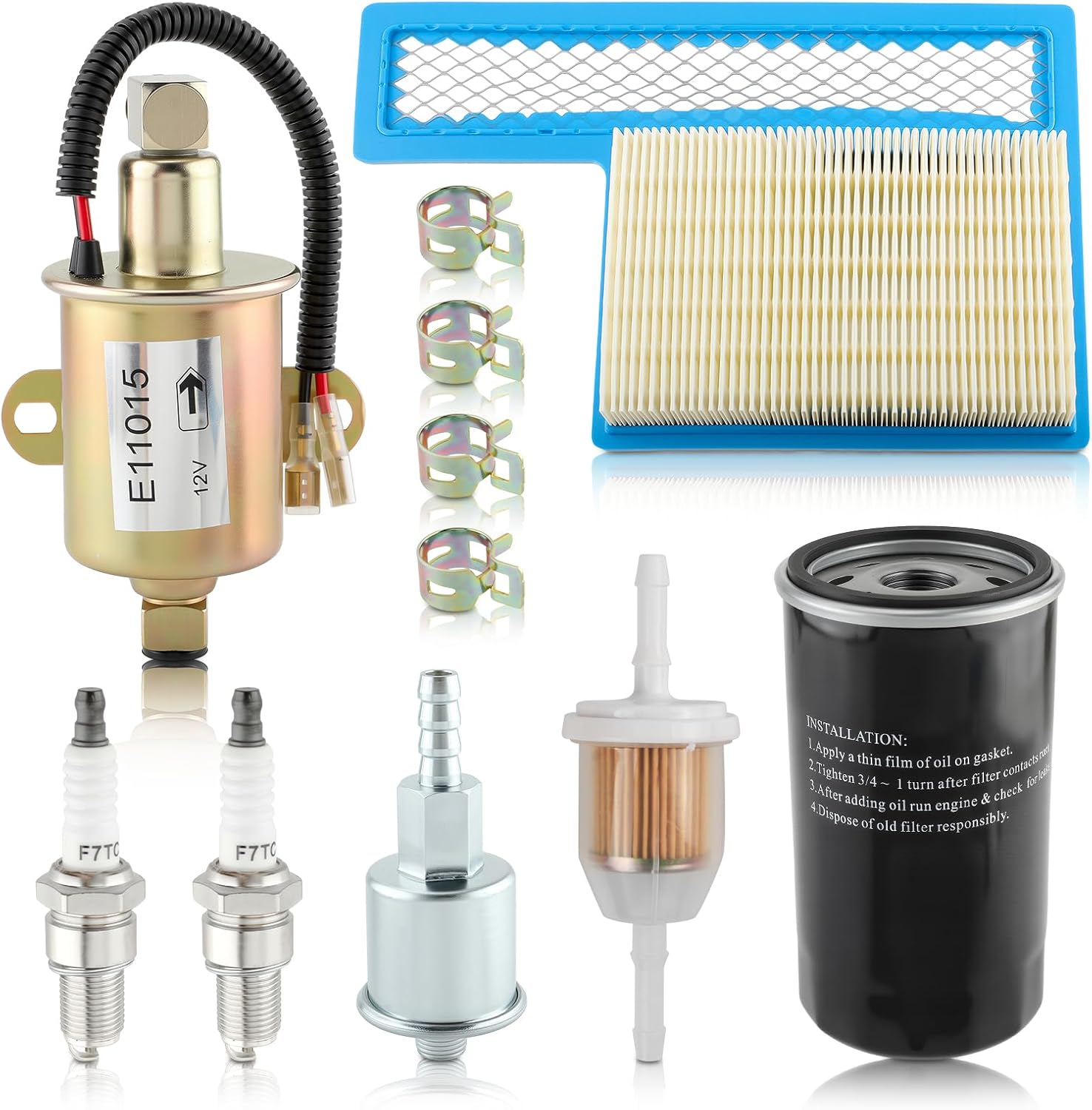 Carbhub Tune Up Kit E11015 Electric Fuel Pump Compatible with Onan RV QG Generators 5500 7000 Marquis Gold/RV QG Marquis Platinum QG EFI Engines HGJAA HGJAB HGJAC 1220836 Oil Filter 1403116 Air Filter