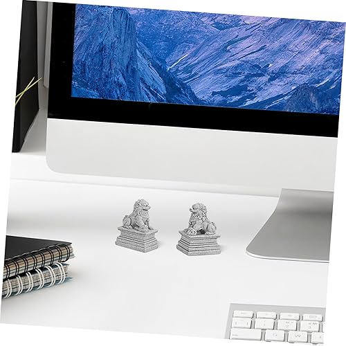 Miniatura 3 de DOITOOL 2 estatuas de perro Foo, leones guardianes, estatuas de piedra Feng Shui, estatuas de león de estilo chino, figuras coleccionables de