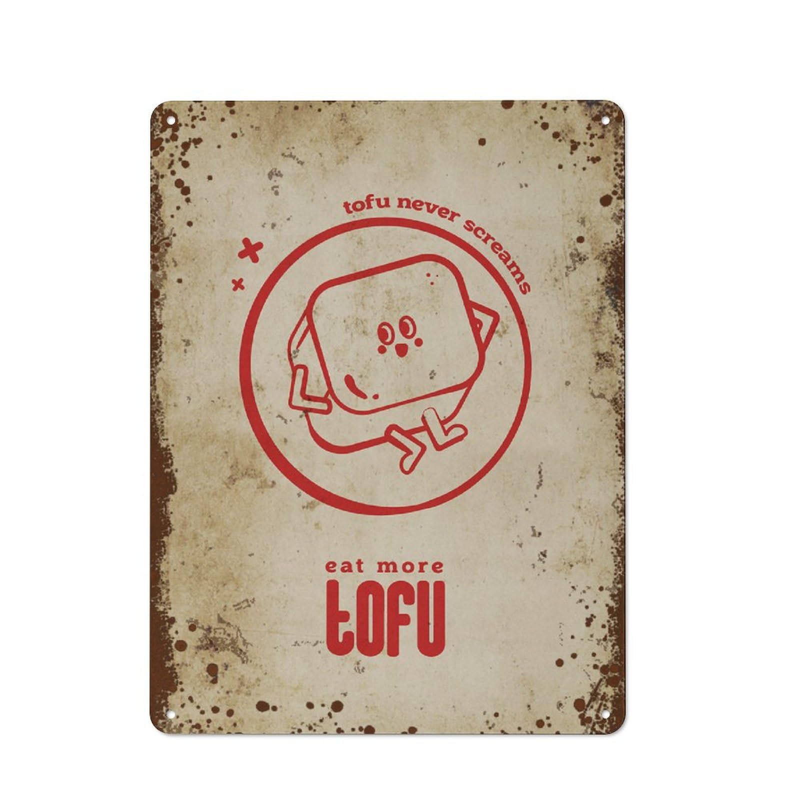 Kwqdozf Style-11 12X16inch Tofu Never Screams Eat More Tofu, Retro Eat Tofu Art Decor, Funny