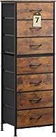 WLIVE 7-Drawer Tall Fabric Dresser for Bedroom & Closet - Sturdy Metal Frame, Wood Top, Rustic Brown, Anti-Tilt Storage Tower