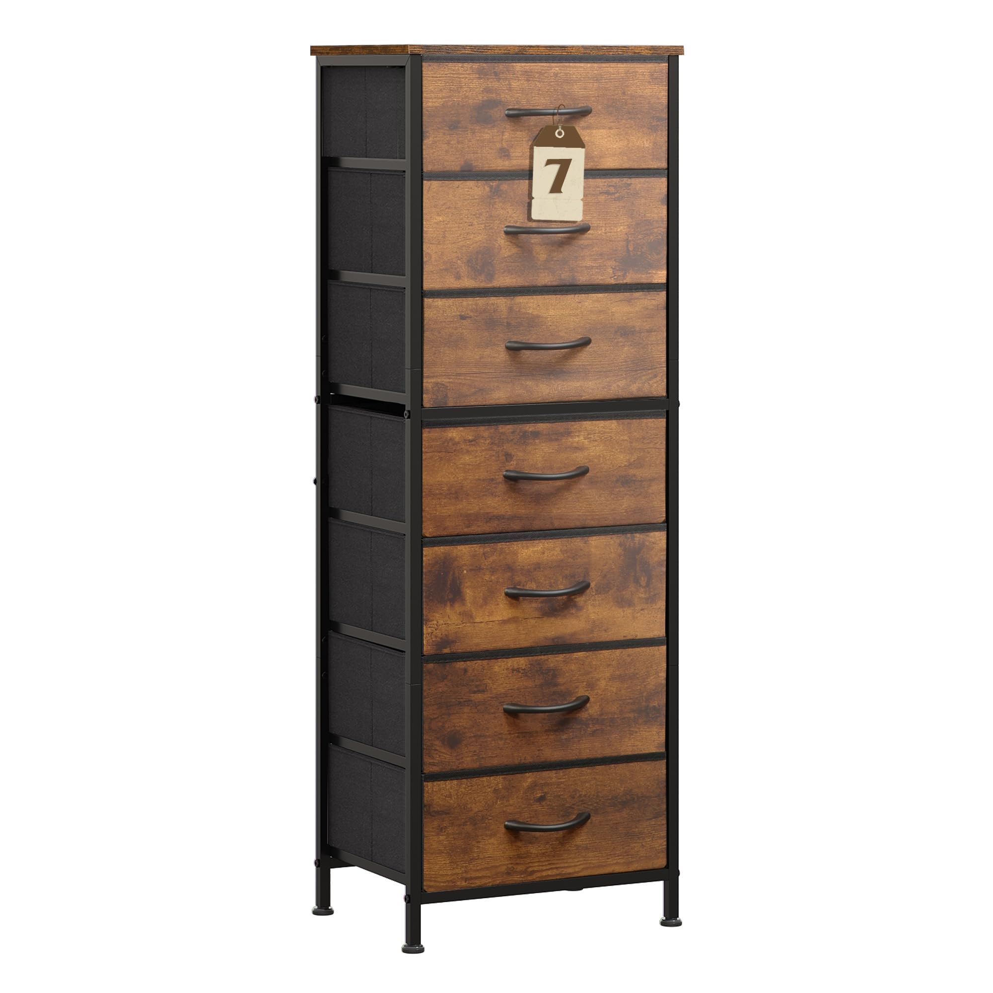 Photo 1 of ** SOLD AS IS NO REFUND/RETURN** SEE COMMENT!
WLIVE Tall Dresser for Bedroom, 7 Drawer Dressers & Chests of Drawers, Fabric Dresser for Closet, Night Stand with Metal Frame, Storage Tower with Fabric Bins, Wood Top, Rustic Brown Wood Grain Print
