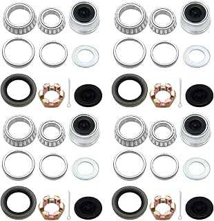 4 Sets 3500lb Trailer Bearing Kit L68149 L44649 Trailer Axle Kit,Boat Trailer Bearing Kit 171255TB Seal Fits for 1-3/8'' to 1-1/16'' Trailer Wheel Bearings 1.98" Dust Caps and Rubber Plugs Cotter Pins