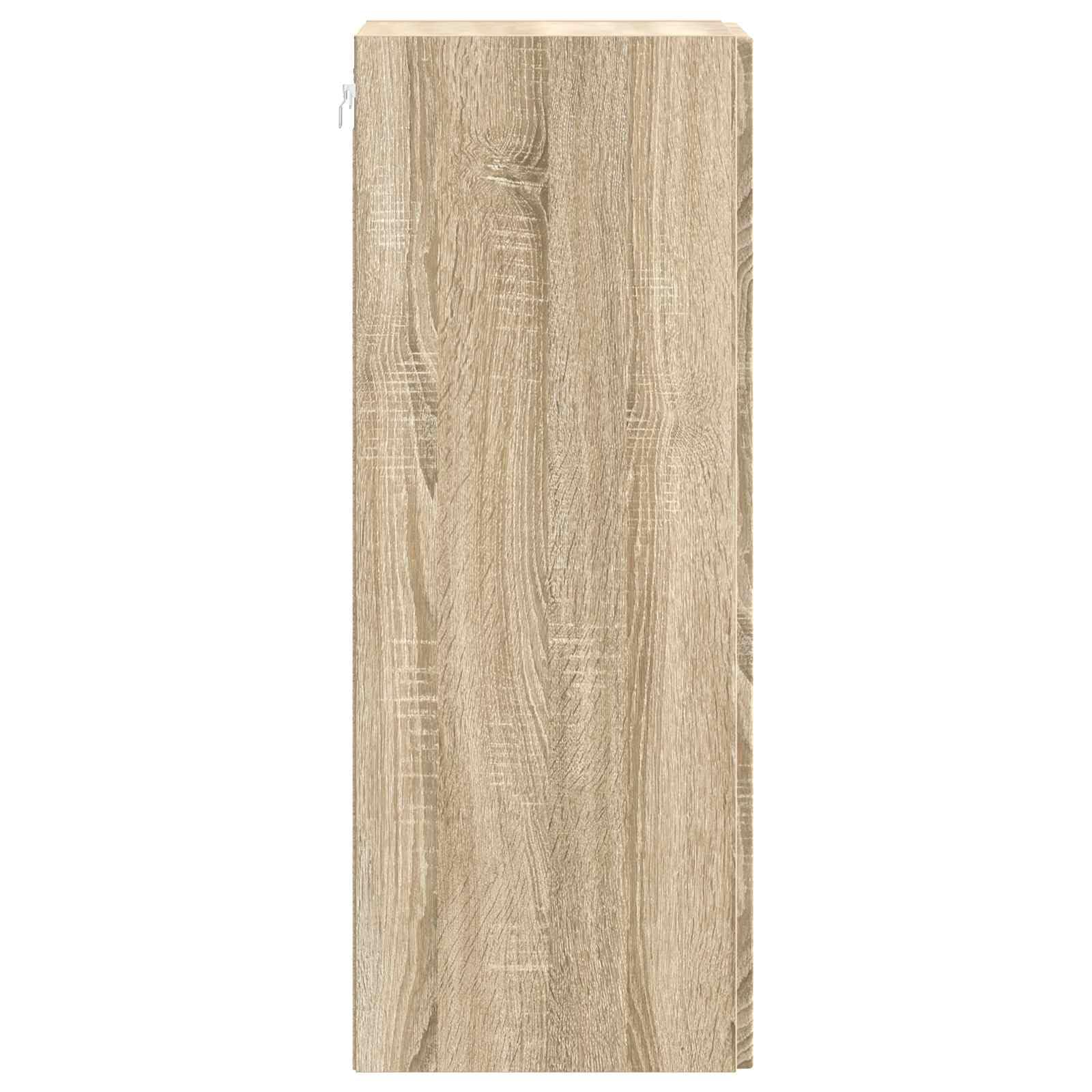 Szafka ścienna z dębu Sonoma 66 x 34,5 x 90 cm z 2 drzwiami i metalowymi uchwytami, montowana na ścianie szafka do przechowywania do biura, korytarza, warsztatu, garażu, piwnicy