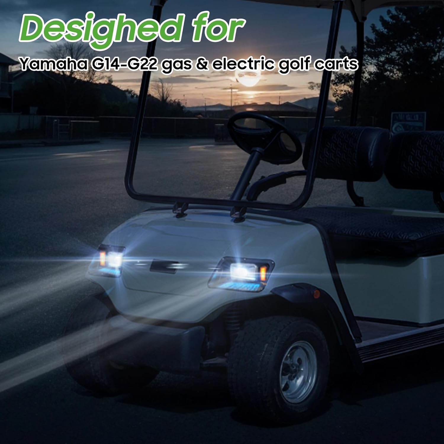 10L0L 2023 New Upgraded Golf Cart Light Kit for Yamaha G14 G16 G19 G22, Headlight Taillight W/Turn Signal Switch, Horn, Low High Beam, Blinker & Brake Light, Daytime Running Lamp