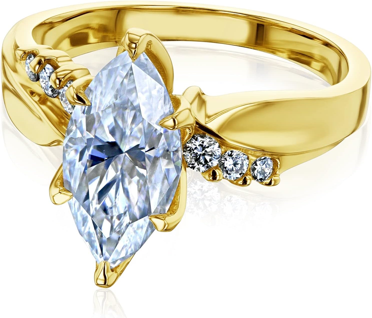 Kobelli 1.90 Marquise Moissanite (GH/VS) and Lab Diamond (DEF/VS) Engagement Ring in 14K Gold