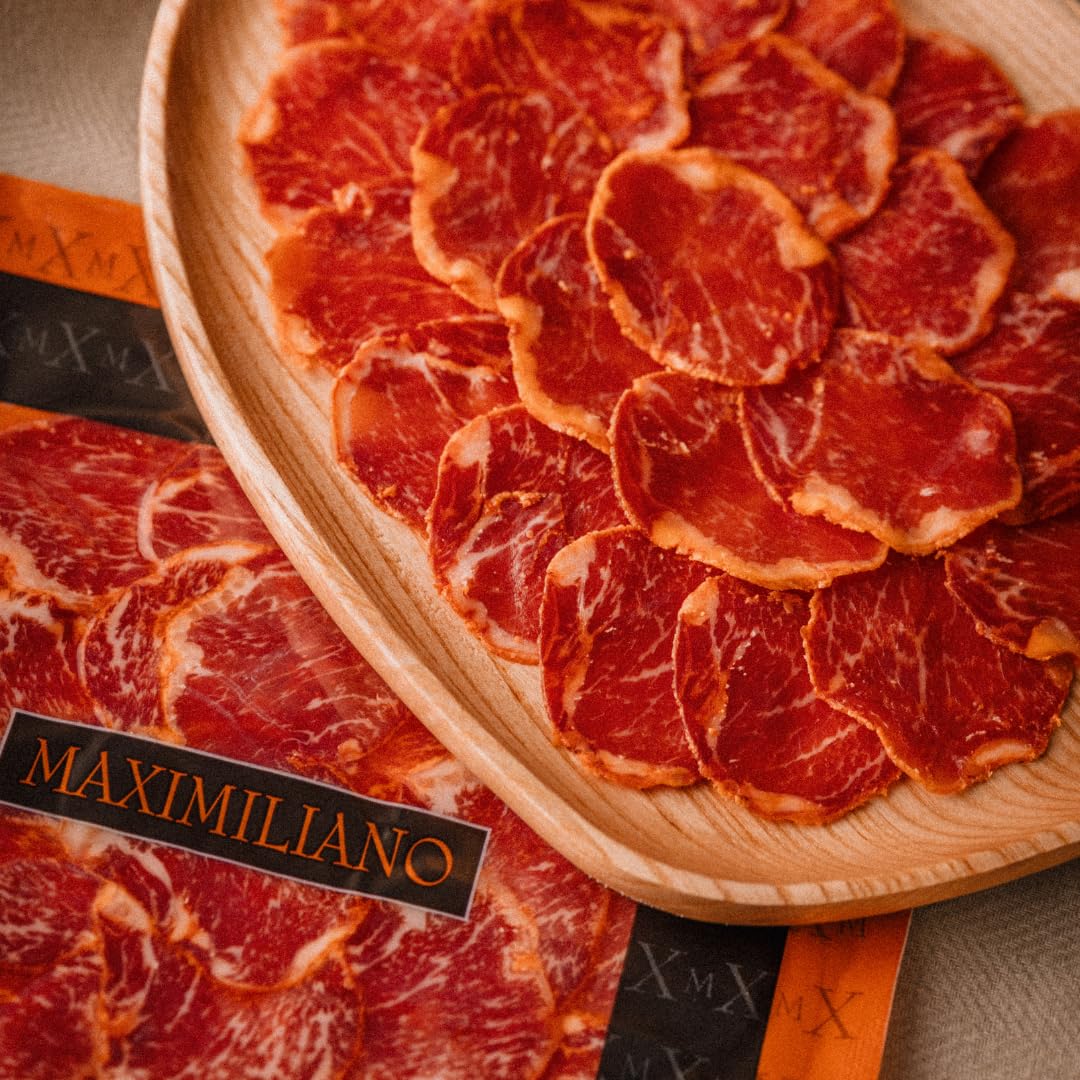 Maximiliano Jabugo - Lomo de Bellota 100% Ibérico | Estuche 80gr Loncheado | Adobo Tradicional con Pimentón | Curación Natural en Jabugo | Embutido Ibérico Gourmet
