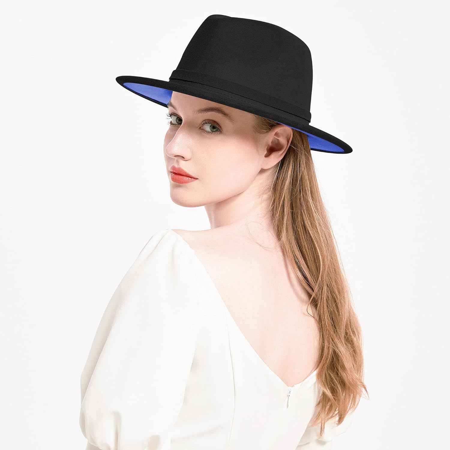 KUJUHA Women Men Wide Brim Fedora Hat - Image 6