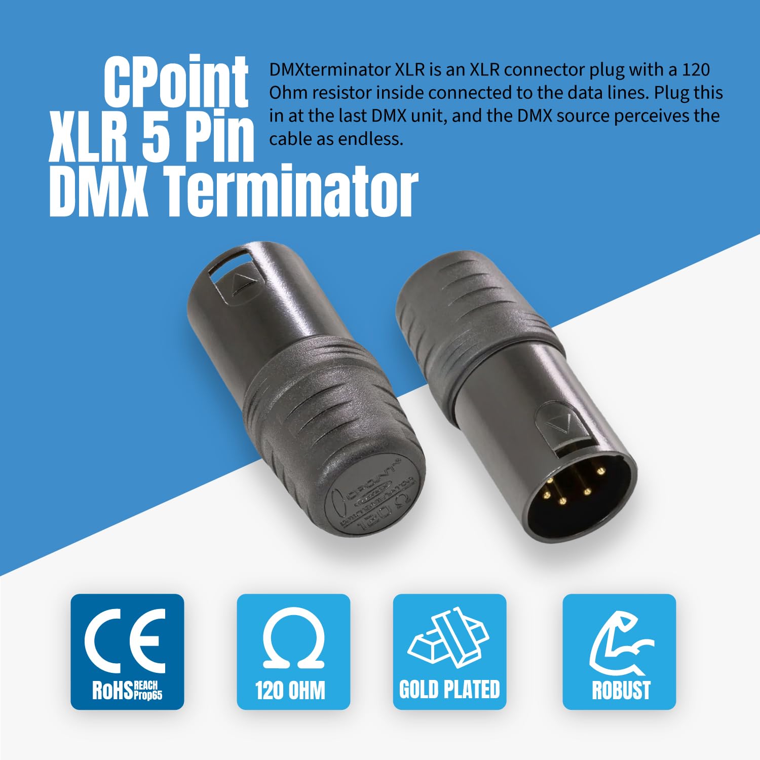 2 Pack - CPoint DMXterminator XLR 5 Pin DMX Terminator 120 Ohm