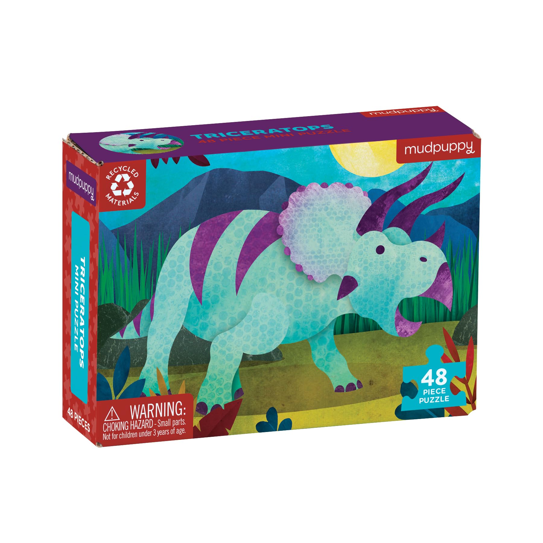 Triceratops – Mini Puzzle Featuring Colorful Prehistoric Dinosaur Scene Perfect Travel Ac…