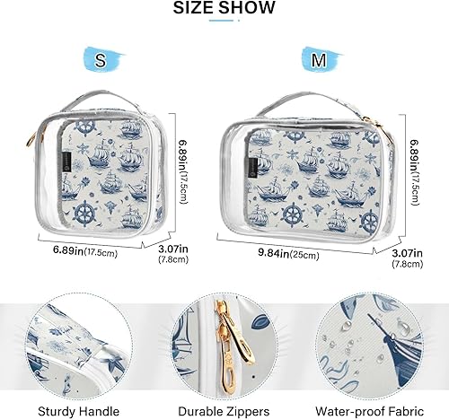 Miniatura 4 de Ship Star Anchor Octopus Clear Toiletry Bag for Traveling,2 Pack Makeup Cosmetic Bag with Zipper,Travel Bag for Toiletries,Travel Essentials 21215001