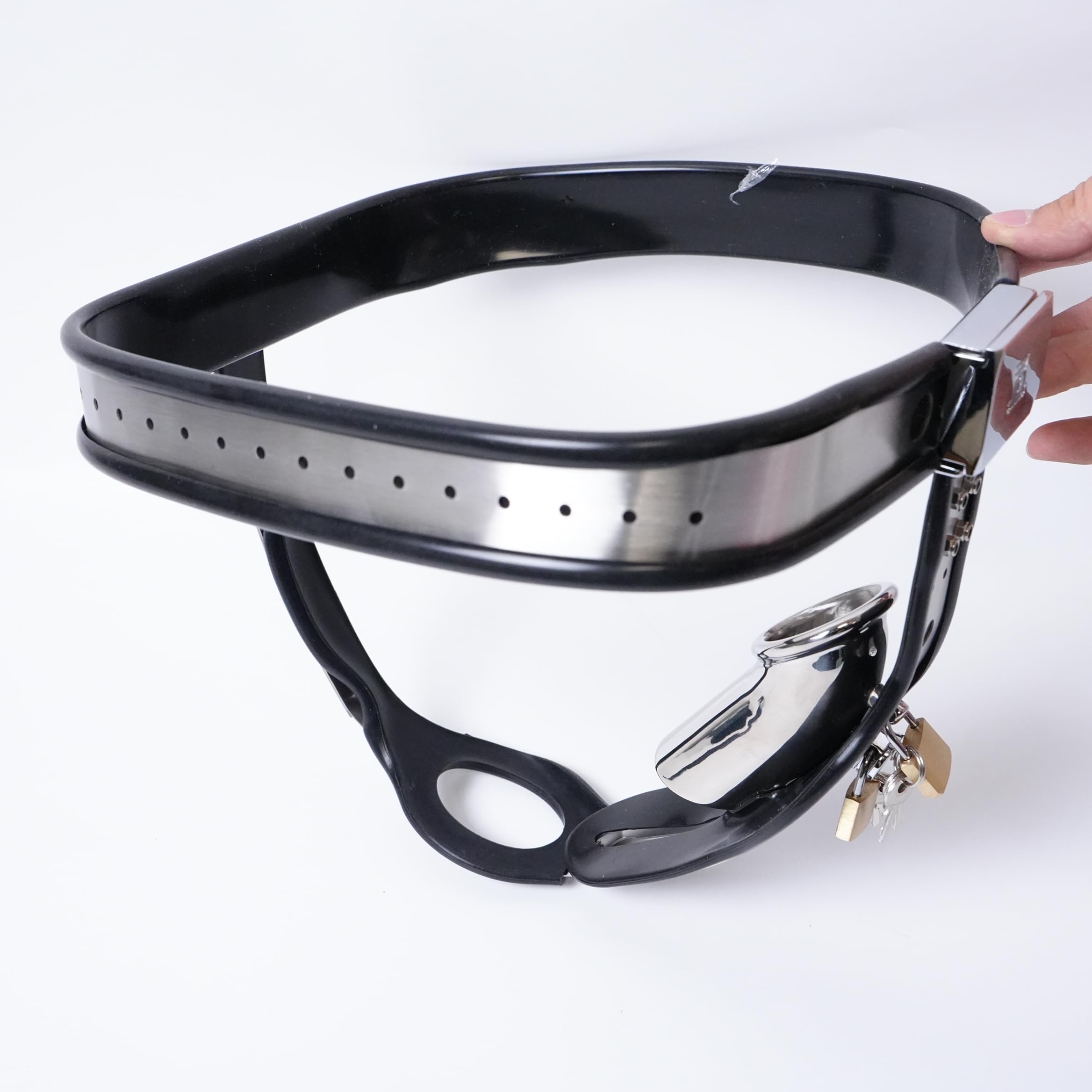 Ceinture de Chasteté réglable en Acier Inoxydable pour Hommes Noir 60-90cm