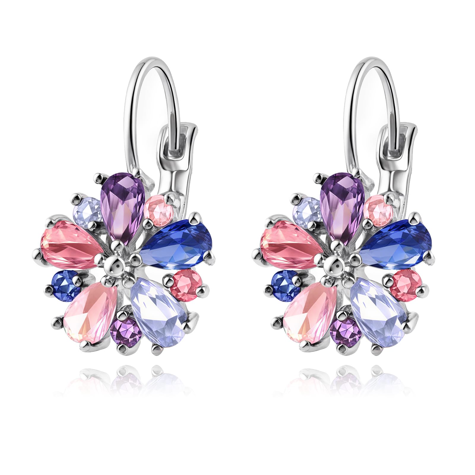 Vintage 14K Gold Plated Flower Birthstone Earrings