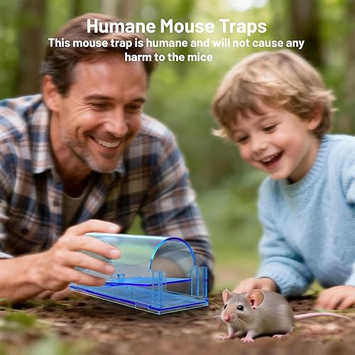 Miniatura 4 de Trampas reutilizables para ratones, trampa para ratones vivos que no matan en interiores para el hogar, trampas para roedores con cepillo de