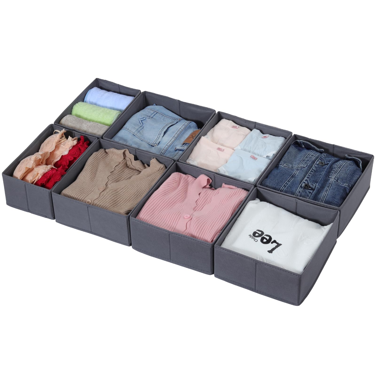 ORLISA Organizer voor commode, lade-organizer/opbergsysteem voor kleding, opvouwbaar, wasbaar, voor garderobe of commode, 14 stuks, zwart