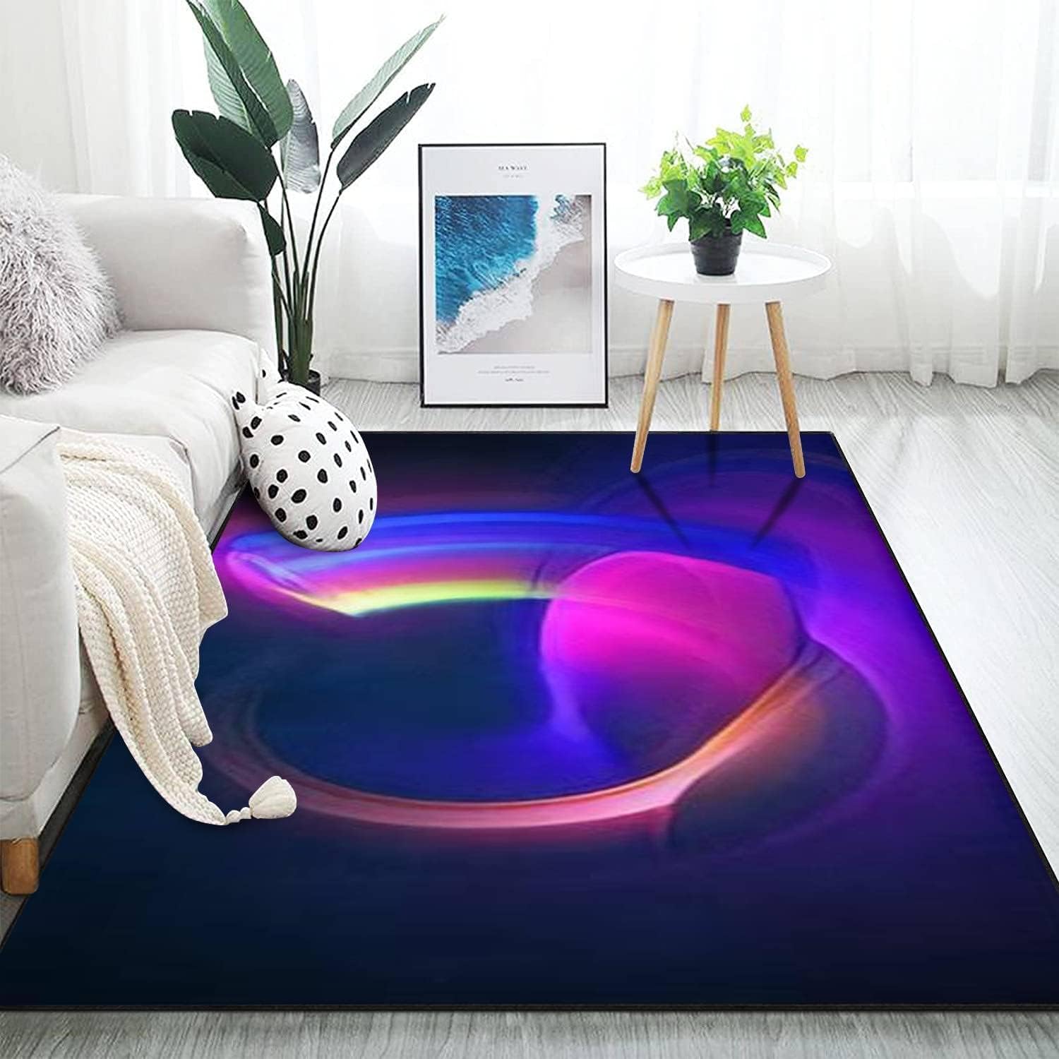 Strisce Di Trama Astratta Tappeto Per Sala Giochi Con Stampa 3D 200 X 300 Cm - Moquette Antiscivolo Per Porta Interna - Morbido Al Tatto - Fibra Di Poliestere - Facile Da Pulire - Adatto -98625104803