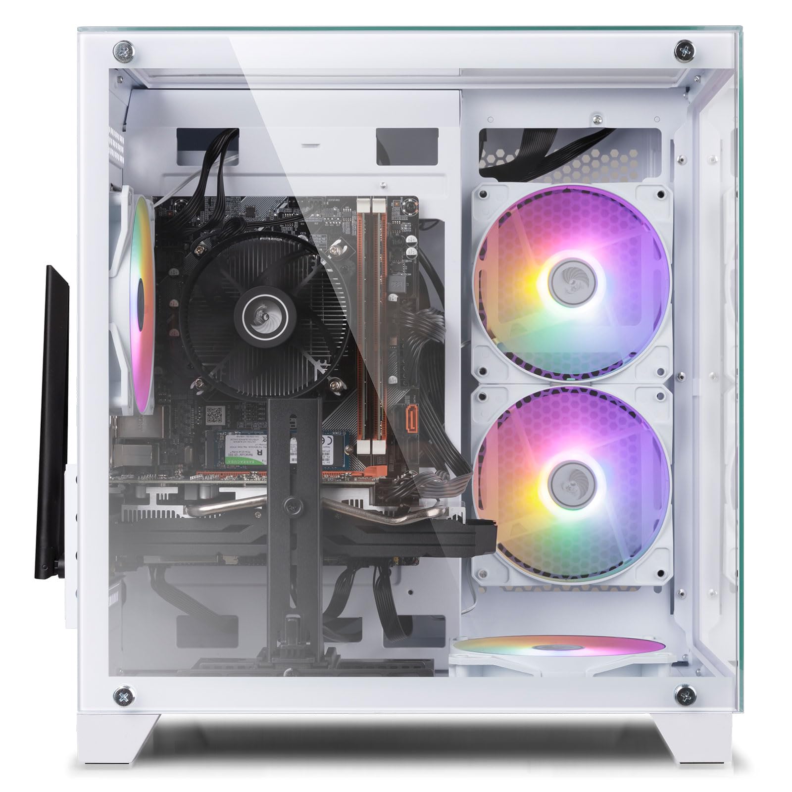 Komputer stacjonarny do gier, Intel i7-4770, Radeon RX 550 4G, 16 GB RAM, 512 GB SSD, wentylatory RGB, biały, wstępnie zbudowany komputer do gier z klawiaturą i myszką, Windows 11