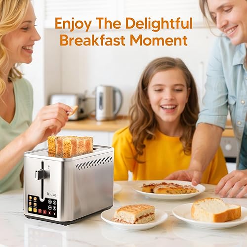 Miniatura 2 de Tostadora de pantalla táctil de 2 rebanadas, tostadora inteligente de acero inoxidable con temporizador digital, ranuras extra anchas de 1.38