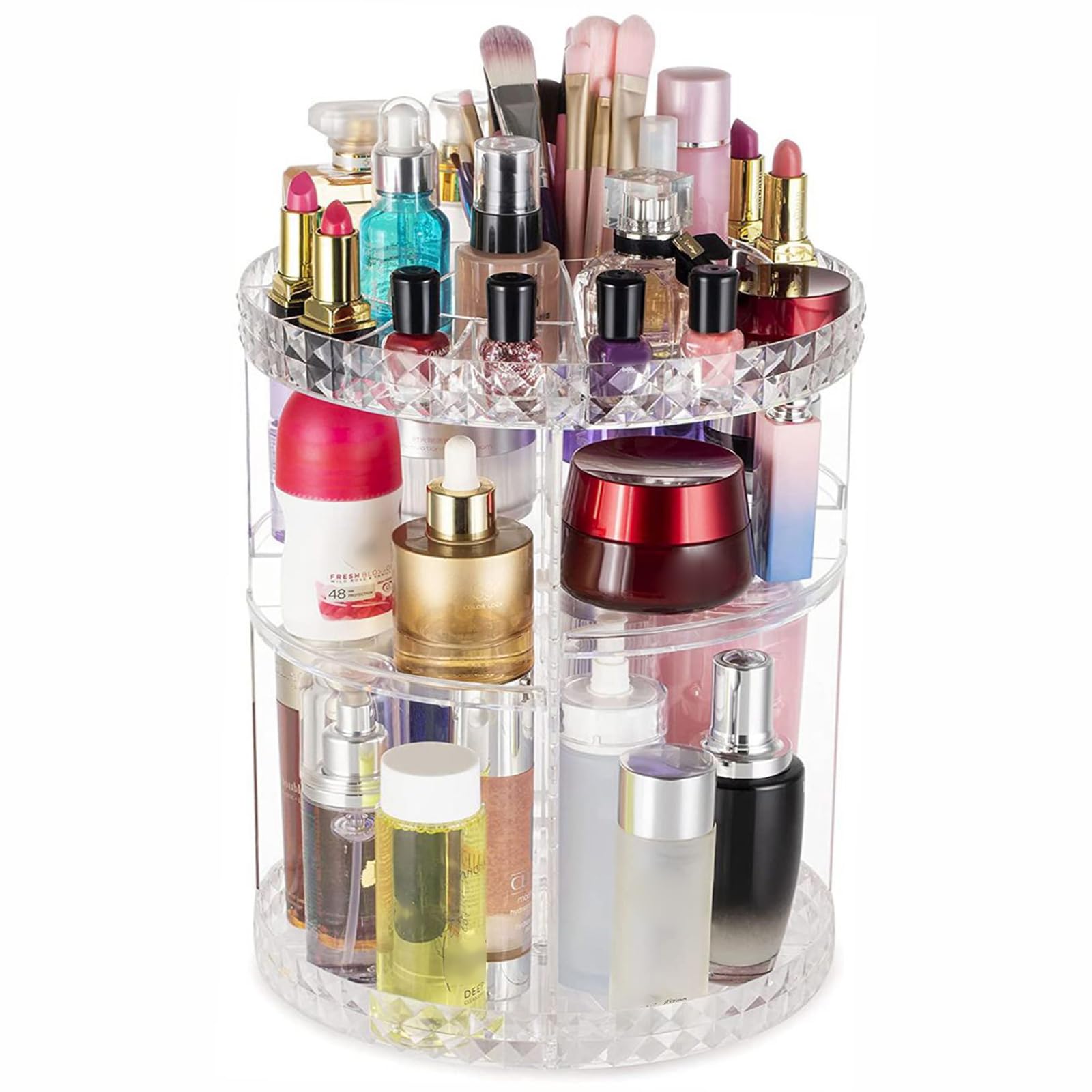 Nucelit Cosmetic Holder with 360 Rotation Large Capacity Makeup Storage Rack for Brushes Skincare Items Organiser Beauty Product Organiser