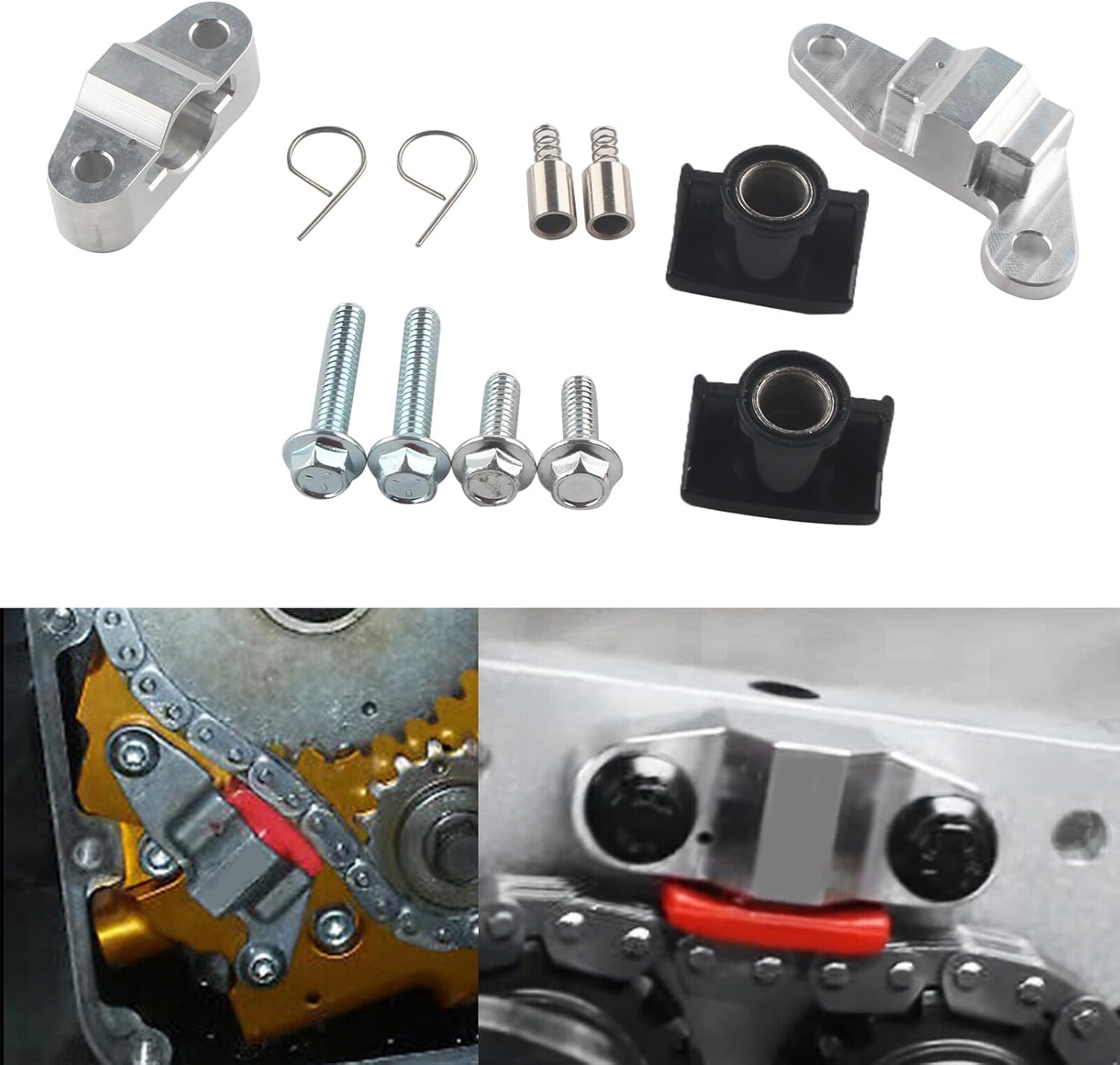 Hydraulic Cam Chain Tensioner Kit Adjuster Assembly Inner Outer Tensioner Compatible with Harley Twin Cam Road King Glide Electra Glide Street Glide 2007-2017 (Silver+Black)