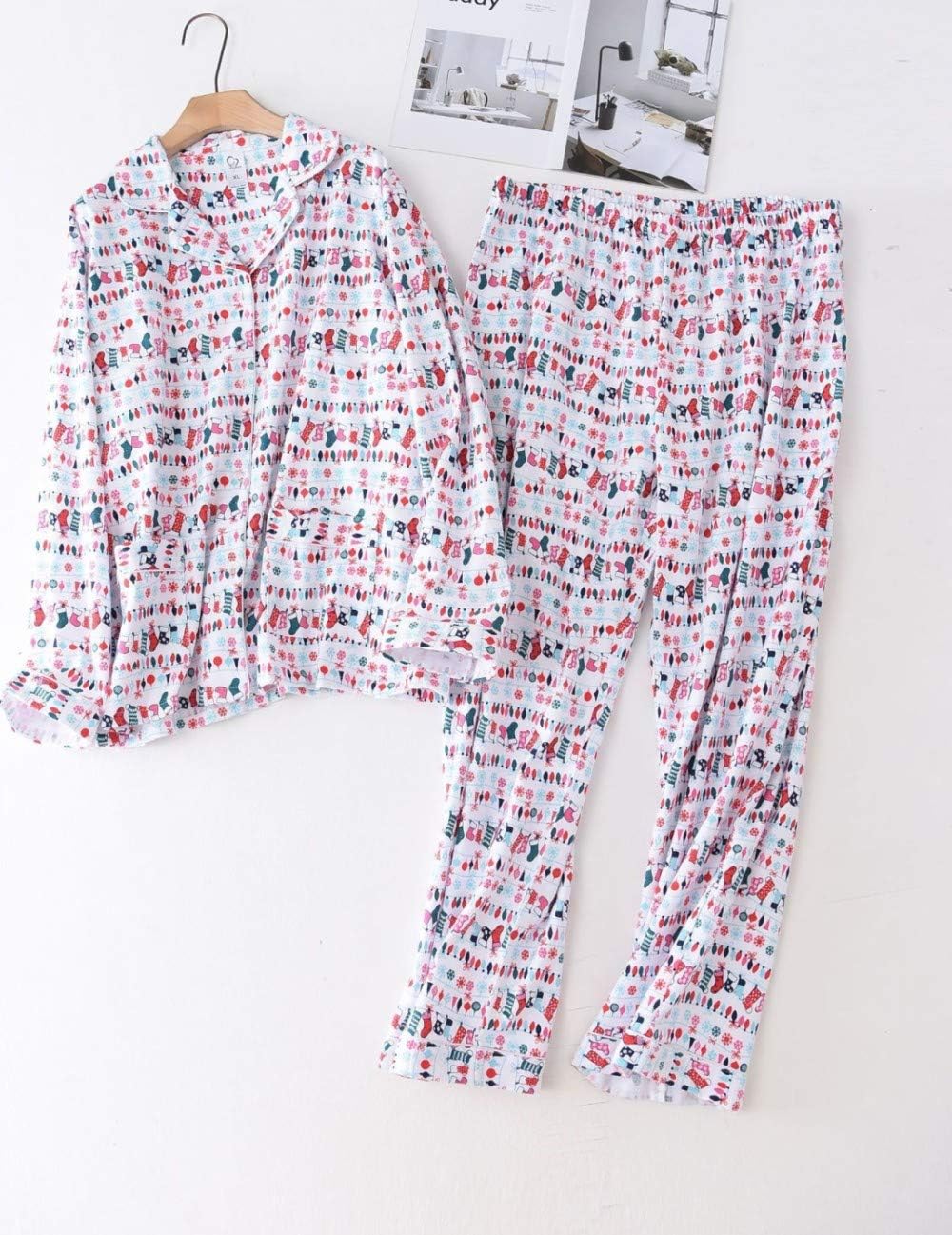 Pyjama Femme Hiver Ensembles De Pyjamas à Manche Longue Col Revers - Chaud Et Élégant