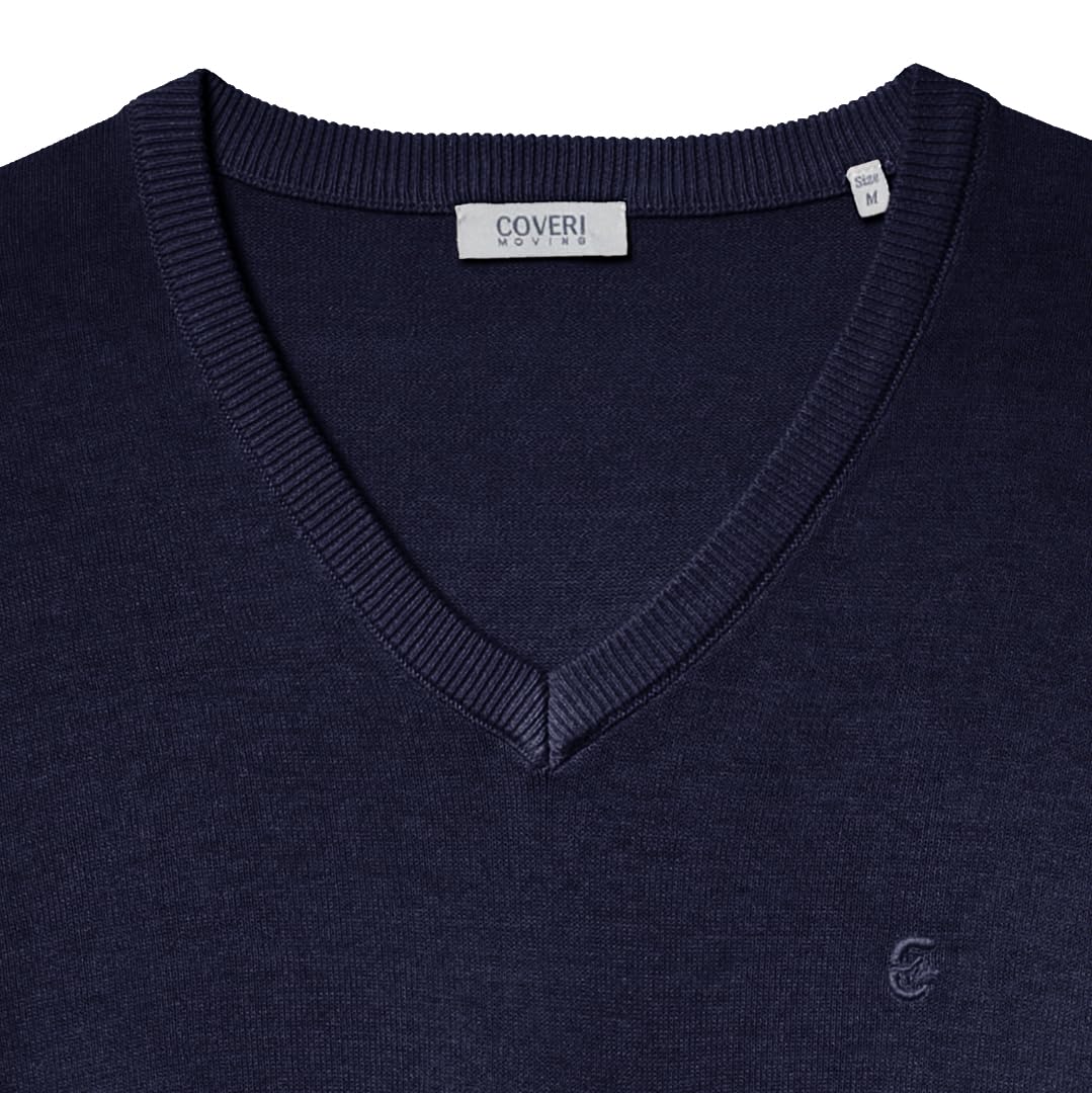 Coveri Maglione Uomo Scollo V Pullover Punta Tinta Unita Elegante Classico 100% Cotone