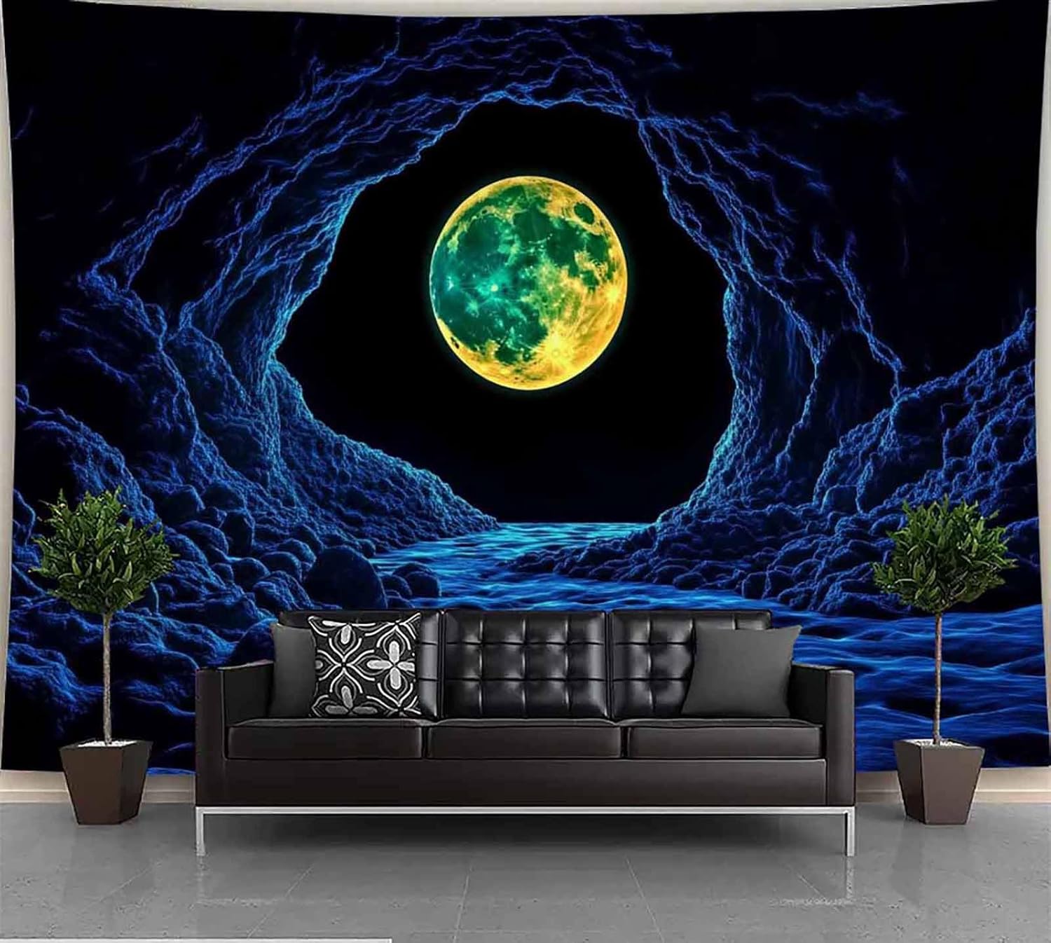 FENDROM Moon Night Galaxy Tapestry Universe Planet Starry Sky Wall Hanging Backdrop Cosmic Outer Space Abstract Psychedelic Nebula Headboard for Bedroom Living Room Home Decorations