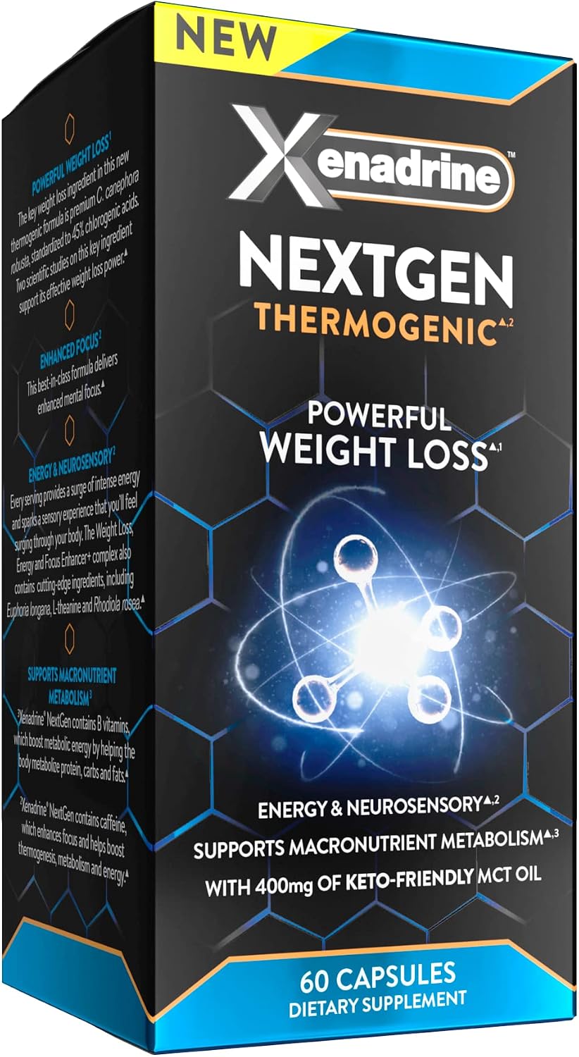 Xenadrine NextGen, Powerful Weight Loss, Energy and Focus, with MCT Oil, 60 Count (Package May Vary)