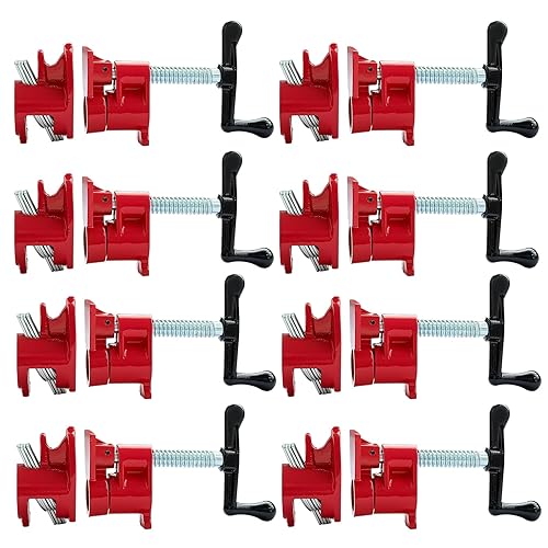 IVWNNN 8 Pack 3/4'' Pipe Clamps for Woodworking Wood Gluing Pipe Clamp Fixture Set Heavy Duty Cast Iron For Woodworking, Carpentry, Home Improvement, and DIY Jobs
