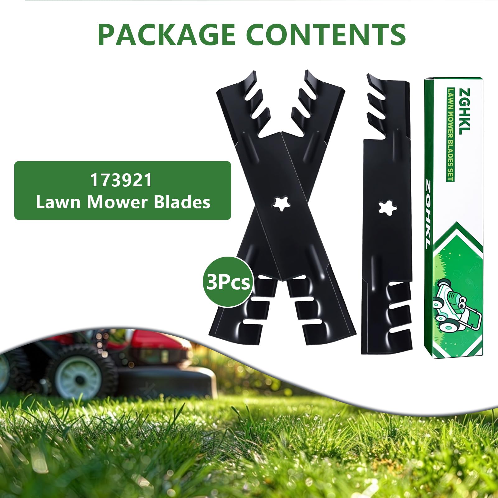 173921 532173921 Cuchillas para cortacésped de 48 Pulgadas (121,92 cm) Cuchillas de Alta elevación para Mulching Repuesto para cortacésped 3Piezas