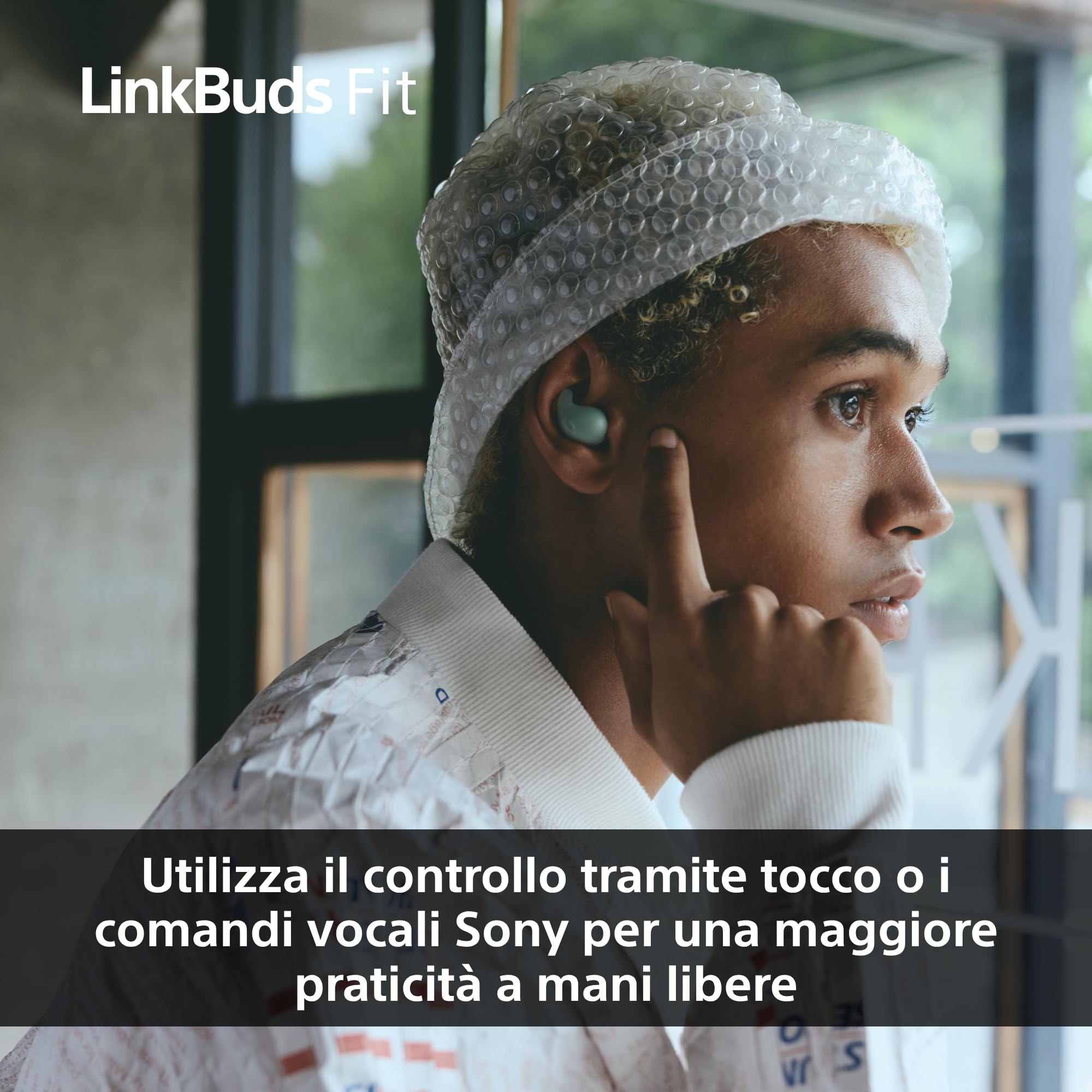 Sony LinkBuds Fit - Cuffie True Wireless Bluetooth con Noise Cancelling - Comfort a lungo, IPX4, High-Res Audio, modalità Ambient Sound, batteria fino a 21 ore, Multipoint, iOS e Android - White
