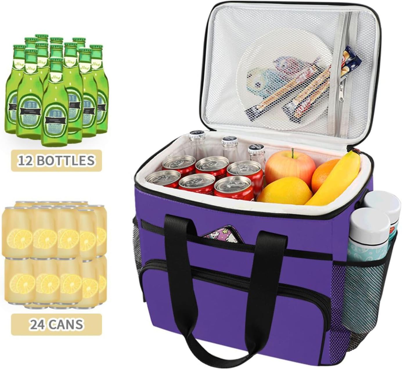 Dark Purple Lunch Box for Women Men Adults Insulated Lunch Bag Large Cooler Bag Lunchbox Lightweight Lunch Containers Bags Boxes for Work Picnic Office Hiking Beach Travel