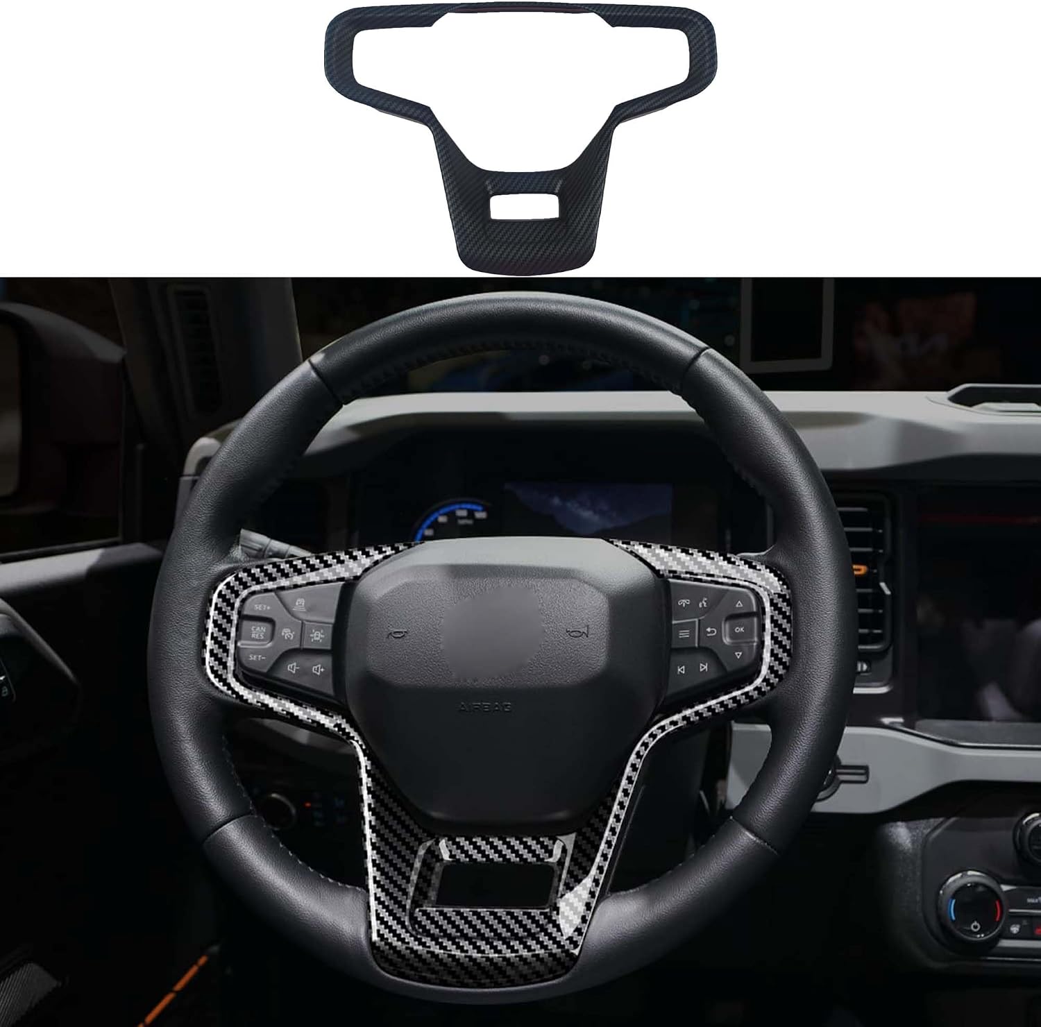 9 pcs Compatible with 2025 2026 Ford Bronco Accessories Interior Trim Accessories,Gear Shift Box Panel,Window Lift Switch Panel,Air Conditioning Switch Panel (Carbon Fiber) image 3