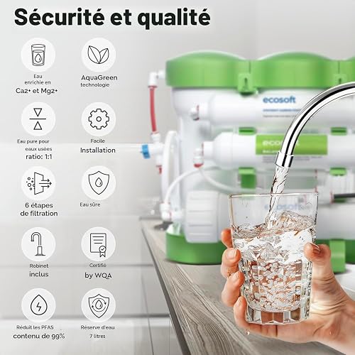 Ecosoft P’URE Balance filtre à osmose inverse | avec pompe intégrée pour une pression stable | eau potable enrichie en calcium | installation sous évier - 6