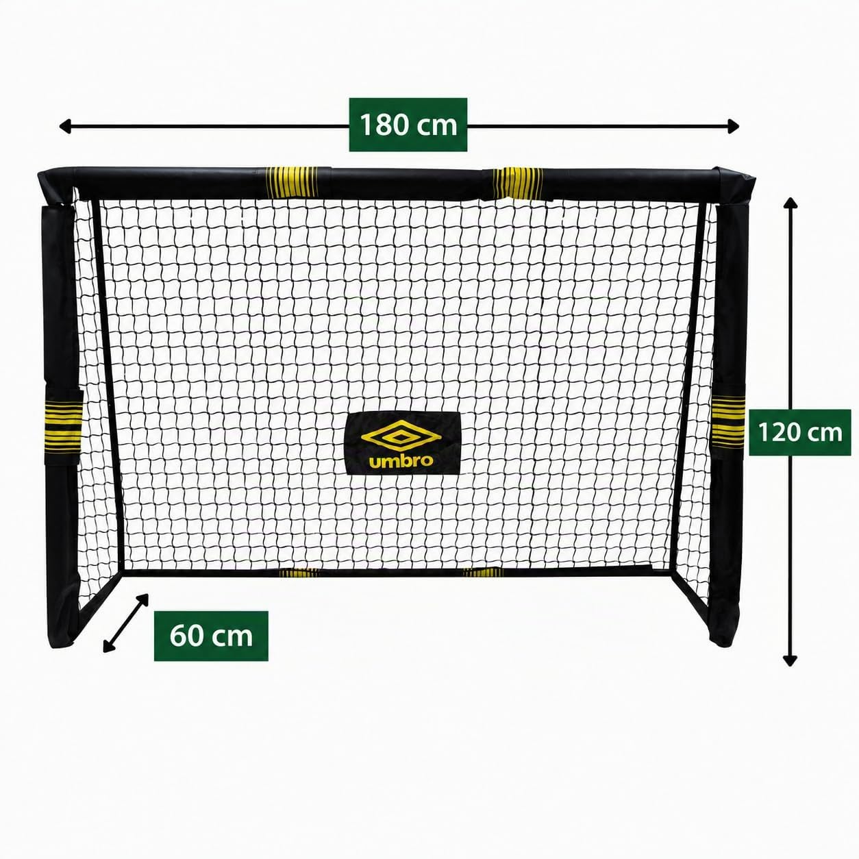 Umbro Porta da calcio 180 x 120 x 60 cm - Porta da giardino per bambini e adulti - Accessori per allenamento - Metallo - Nero/Giallo
