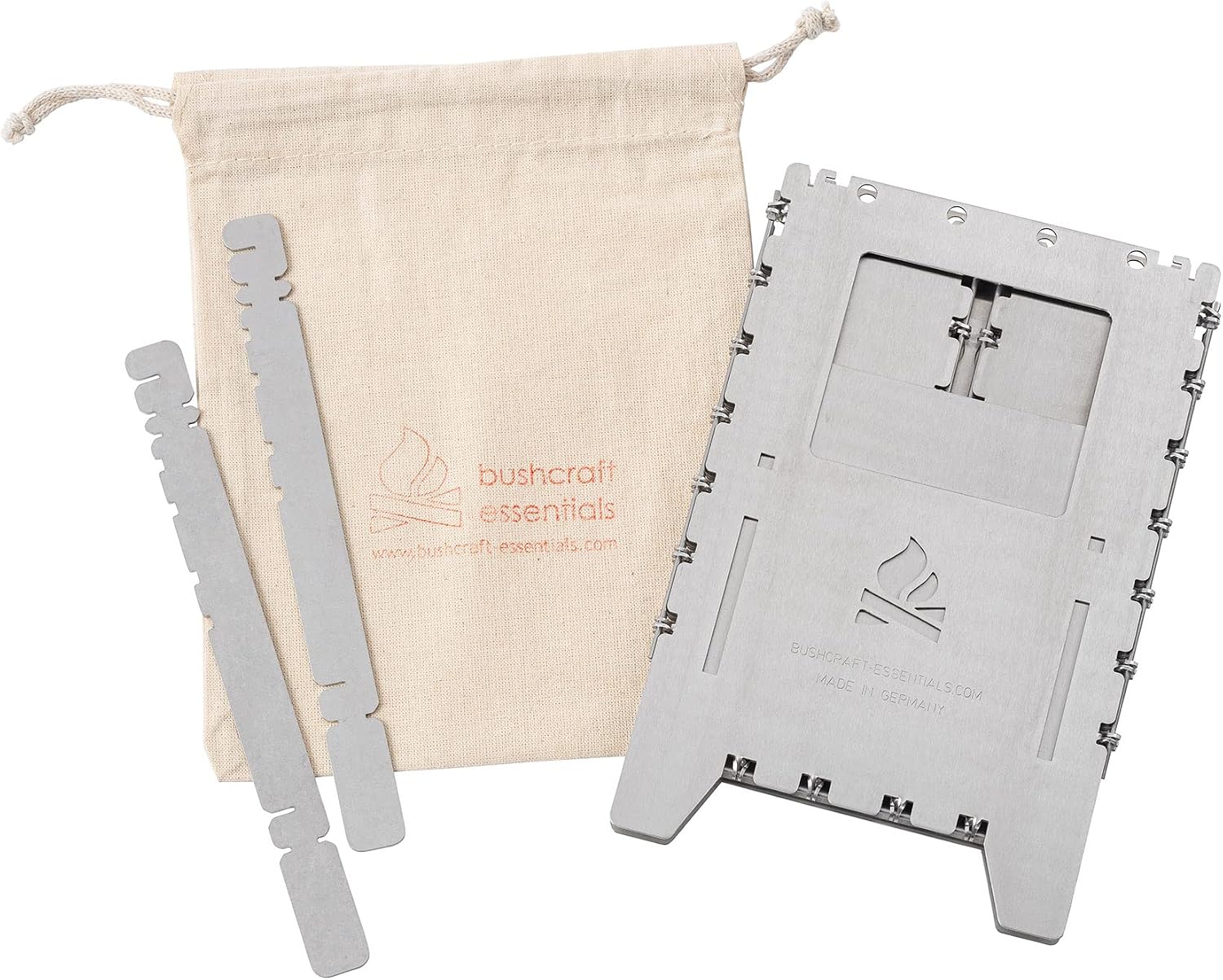 Outdoor Stove Bushbox XL | Portable Multi-Fuel, Folds to 1 cm Thick, Stainless Steel, Made in Germany