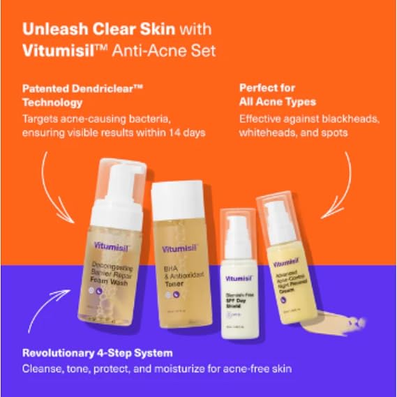 Dermz Vitumisil Acne Treatment Set of 4 - Cream, SPF, Wash & Toner