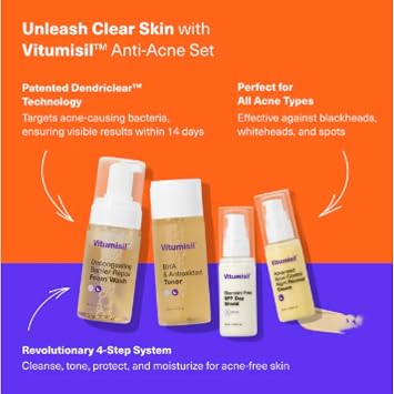 Dermz Vitumisil Acne Treatment Set of 4 - Cream, SPF, Wash & Toner