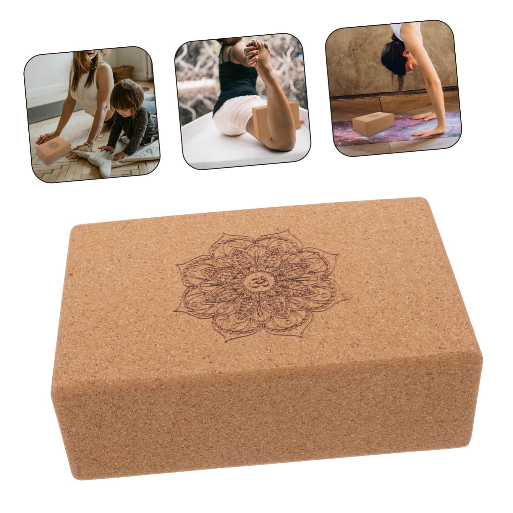 Bloque de Yoga de Corcho de Alta Densidad para Estiramientos | Patrón Mandala, Ladrillo Triangular de Entrenamiento, Apoyo para Relajación Corporal y Práctica de Danza