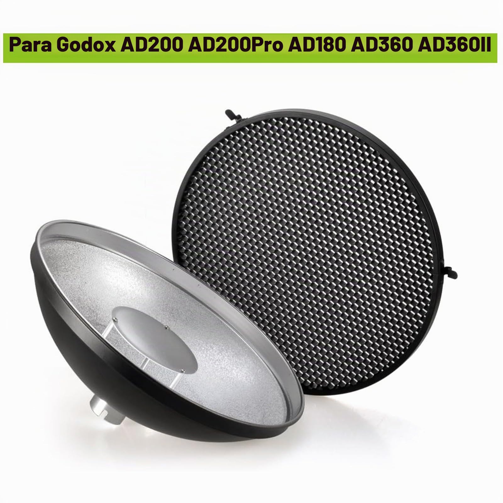 Godox AD-S3 Beauty Dish Reflector para Godox AD200 AD200Pro Pocket Flash Monolight Godox AD180 AD360 AD360II Flash Speedlite Speedlight con Cubierta de Nido de Abeja