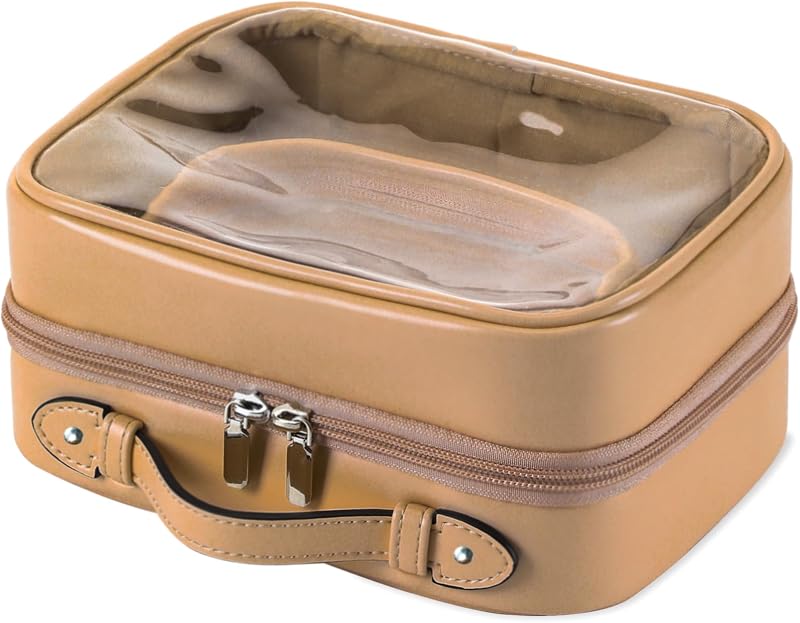 Necessaire Veki transparente de duas camadas com zíper duplo