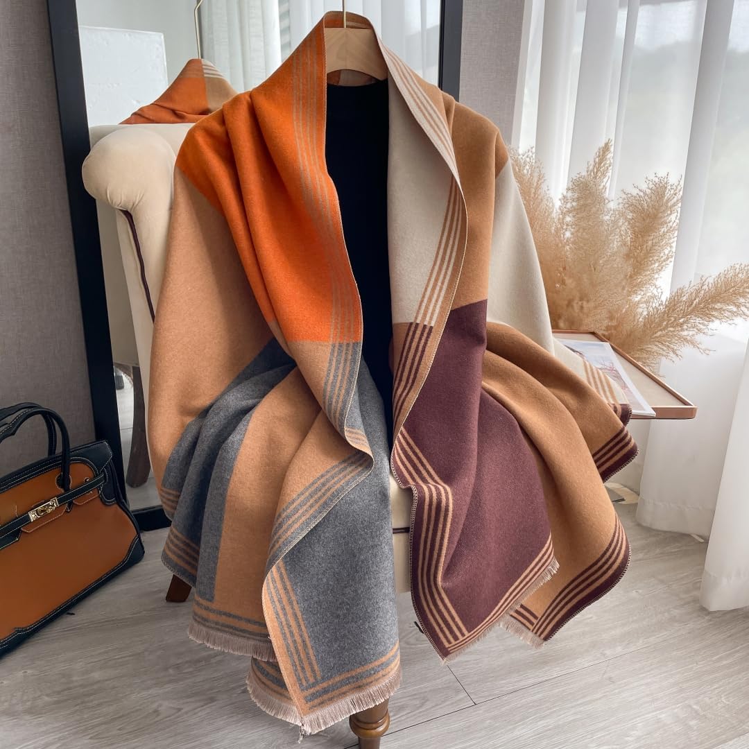 Winter Scarf for Women Dressy Evening Pashmina Shawl Wraps Open Front Poncho Blanket Fashion Travel Shawls Cape Wrap - Image 4