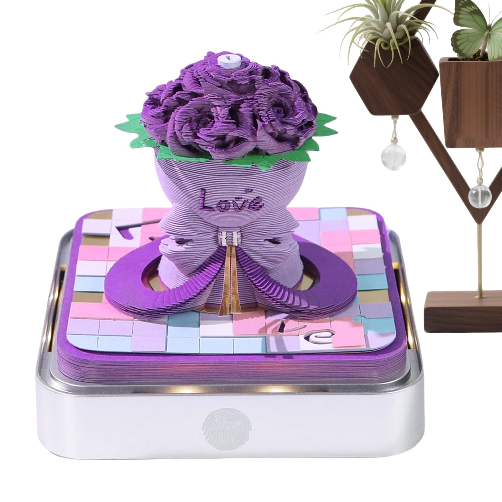 3D Memo-Block Time Piece Kalender 2026 3D Abreißblock Papier Kunst | Abreißbarer Schnitzblock Mit LED Beleuchtung Und Acrylgehäuse Für Weihnachten Einzug Dankbarkeit