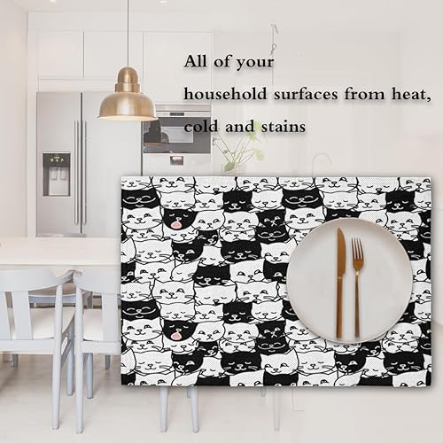 Miniatura 7 de Cat Fun Decor Placemats Set of 4 Table Mats Washable Placemat Waterproof Place Mats for Party Home Dining Table Decor 18x12 in