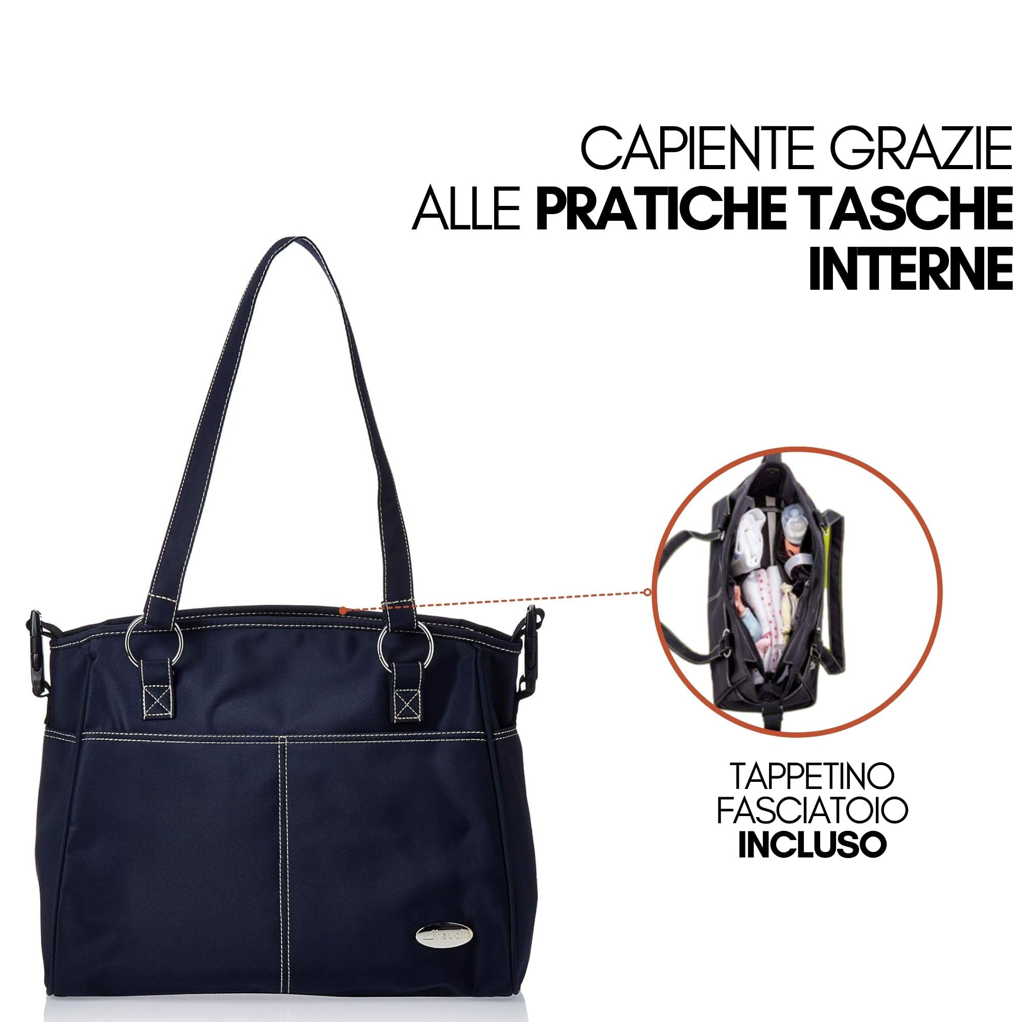 Hauck City Bag Blu Navy Borsa Fasciatoio Portatile con Materassino e Ganci Passeggino