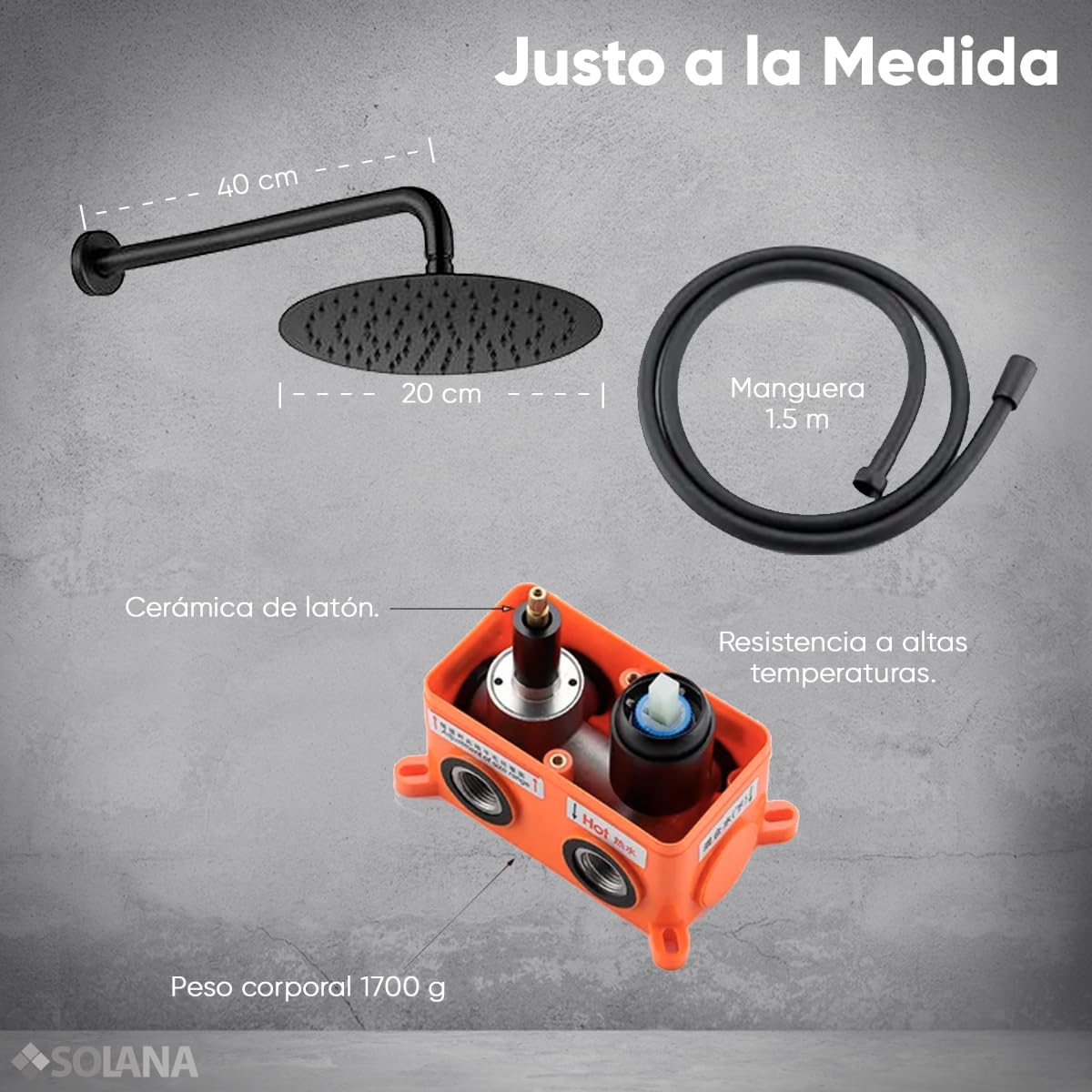 Amazon.com: SOLANA Round Bathroom Shower with Internal System Model Nile  Solana/Top Water Outlet Mode Rain and Hand Shower/Single Handle System  (BLACK) : Herramientas y Mejoras del Hogar