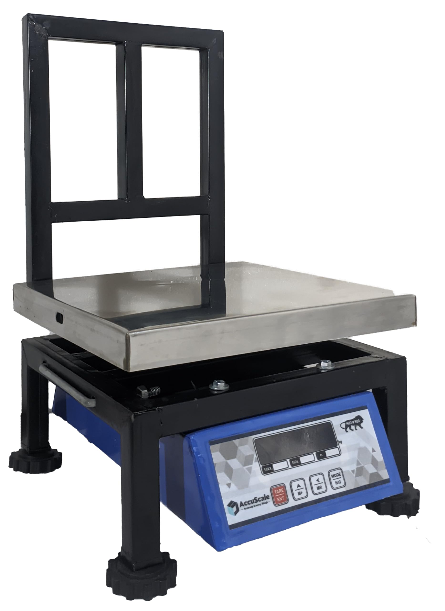 AccuScale (AS-09) Weight Capacity 150kg x 10g Accuracy, Chargeable Digital Weighing Machine/Electronic Weighing Scale, Easy Movable, Heavy-Duty Stainless steel Pan size 12x12" (300x300 mm)