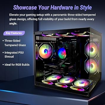 Gaming PC Computer Desktop i7 Xeon E5 3.20 GHz 12-Core Processor, GeForce GT1030, 16GB RAM, 512GB SSD + 1 TB HDD, Wi-Fi 6 & Bluetooth 5.4, 9 ARGB Fans, Windows 11 Pro, 650W PSU