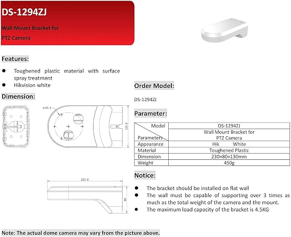 KENUCO WM-C DS-1294ZJ Wall Mount Bracket for Hik-Compatible Fisheye Camera DS-2CD63C2F-IV