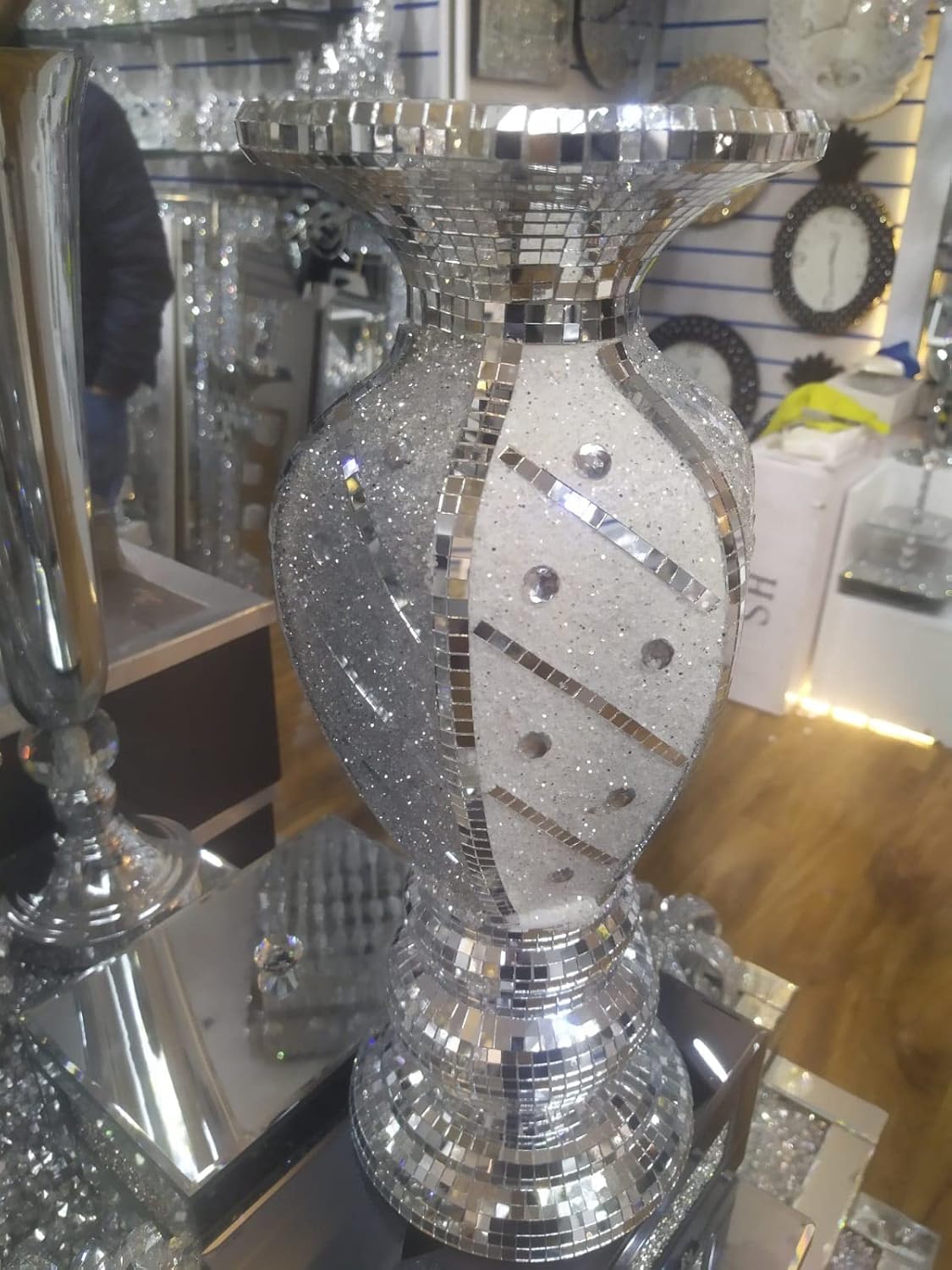 Biznest 40Cm Luxury Flower Vase Ceramic Flowers Pot Centerpiece Mirror