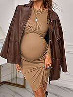 Vista 5 de Verdusa Vestido ajustado de maternidad con cuello redondo y manga larga para mujer
